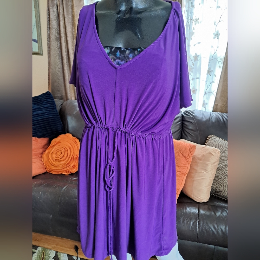 Ocean Dreams Purple Tie Front Tunic Bathing Suit Coverup